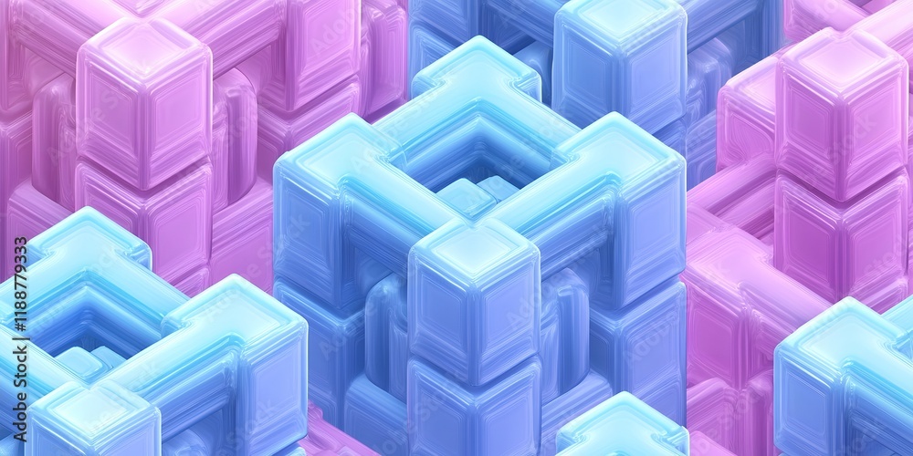 Abstract 3D Render Interlocking Pastel Cubes Blue and Purple Geometric Pattern Modern Design Texture Abstract 3D Render Interlocking Pastel Cubes Blue and Purple Geometric Pattern Modern Design Texture