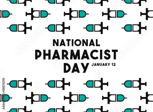 National Pharmacist Day. January 12. Seamless pattern. Flat design vector.