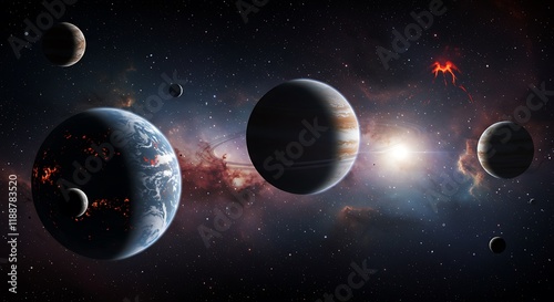 Cosmic Landscape Planets Nebula Stars Galaxy Space Exploration