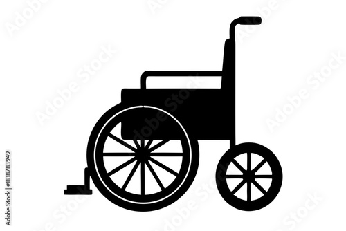 Wheelchair Black silhouette on white background. vector illustration.