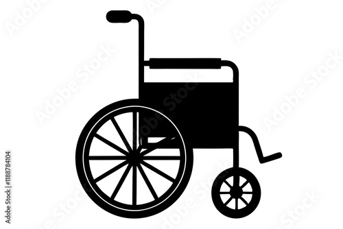 Wheelchair Black silhouette on white background. vector illustration.