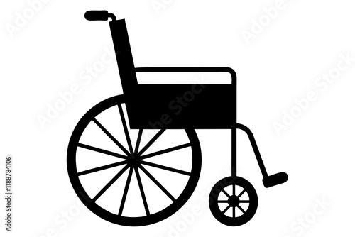 Wheelchair Black silhouette on white background. vector illustration.