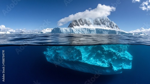 Majestic Iceberg Above and Below the Waterline, a Panoramic View of Nature s Grandeur photo