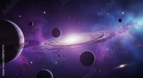Cosmic Galaxy Planets Nebula Stars Space Background