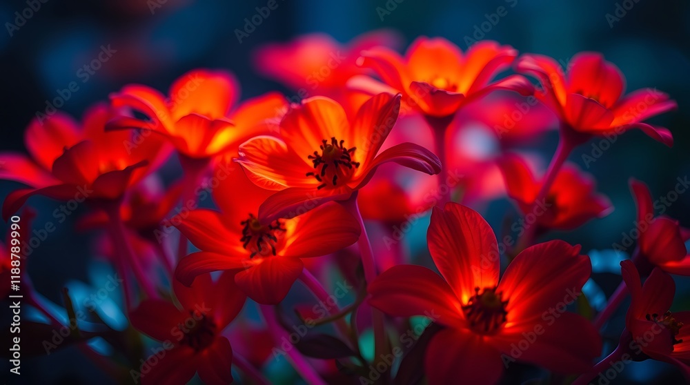 Fototapeta premium Close-Up of Vibrant gloing Flowers in Bloom with Soft Focus Background