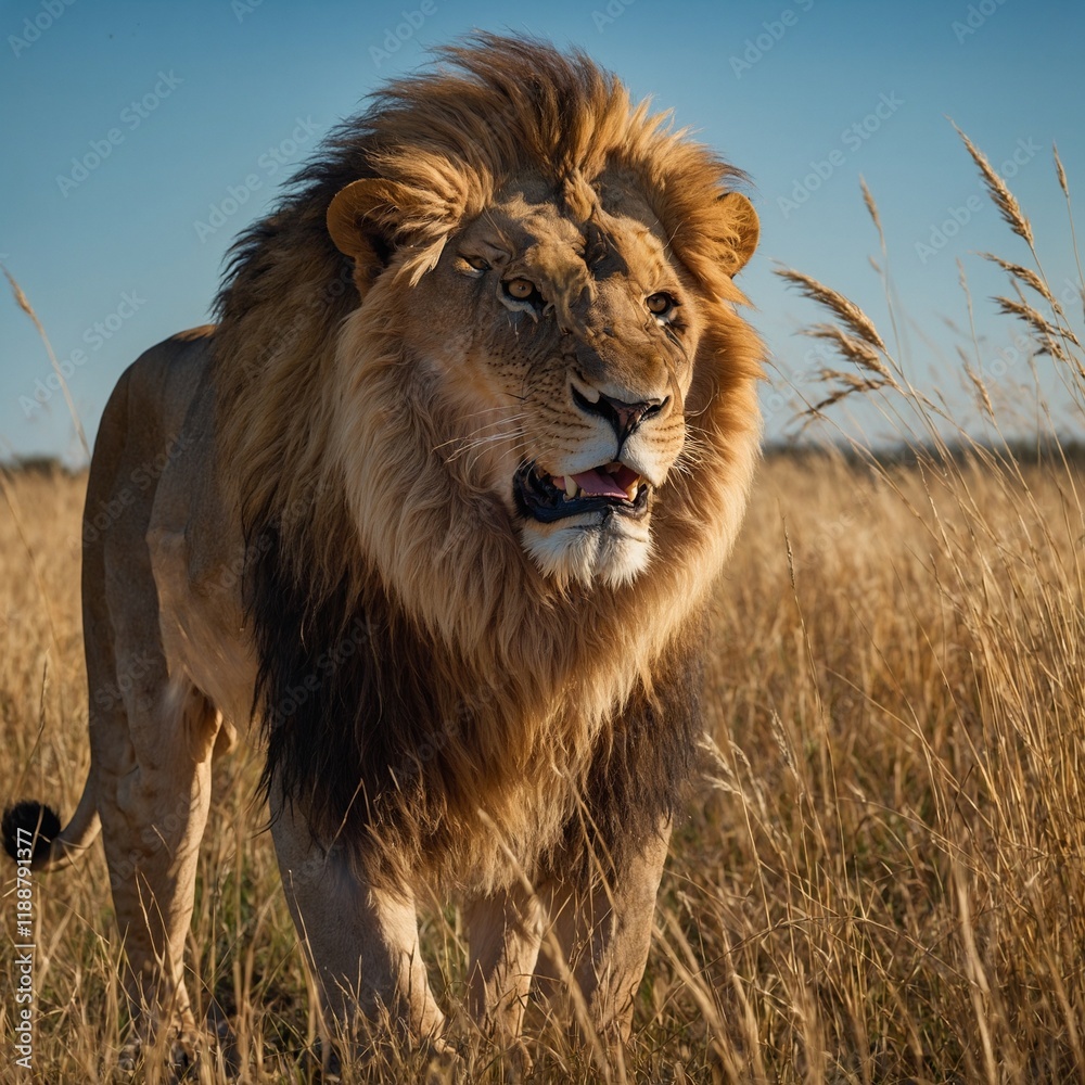 male lion in the wild.Beautiful Lion on a bright background.
male lion in the wild.Beautiful Lion on a bright background.