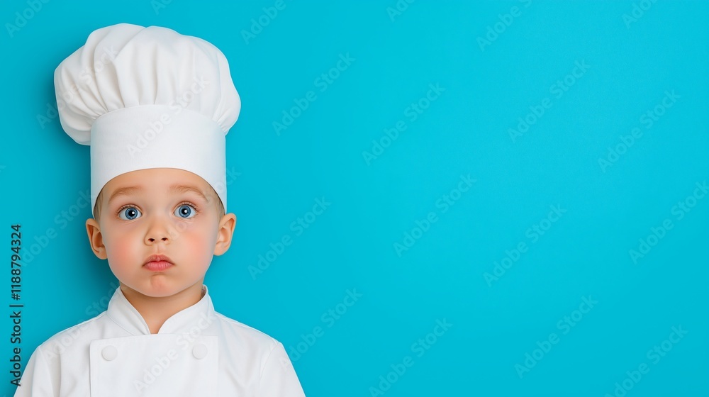 Portrait of Little chef isolated blue on background Portrait of Little chef isolated blue on background