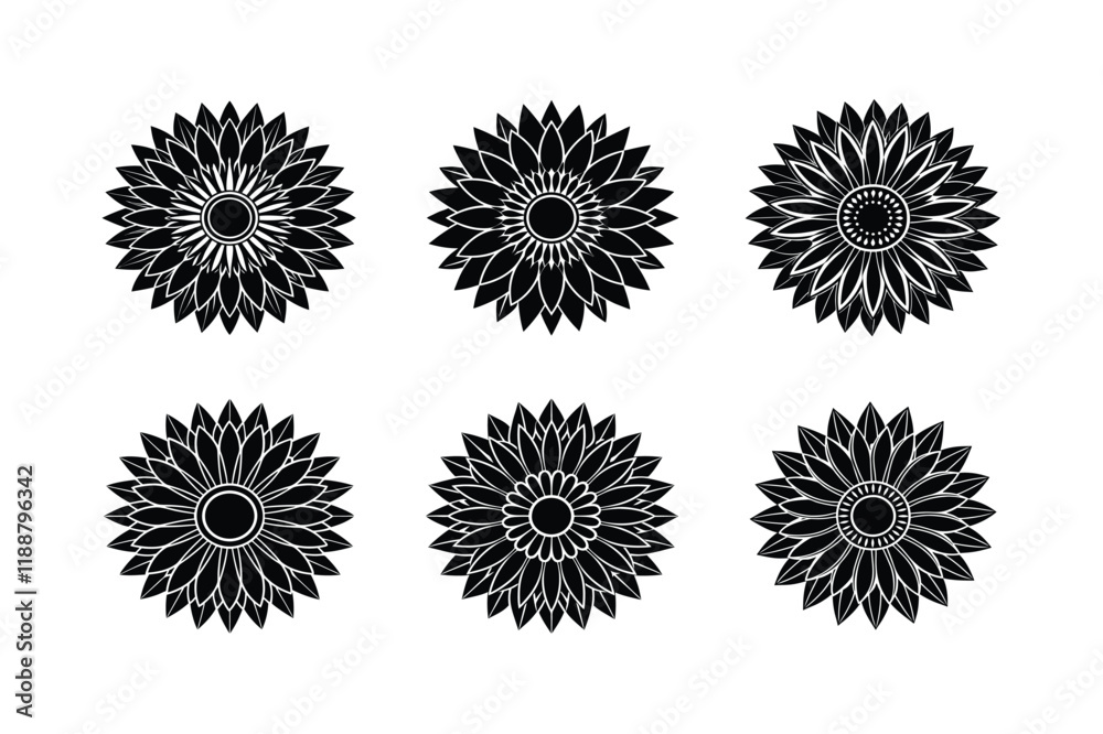 set of mandala silhouette art set of mandala silhouette art