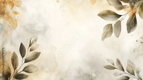 Watercolor Painting of Delicate Leaves and Branches