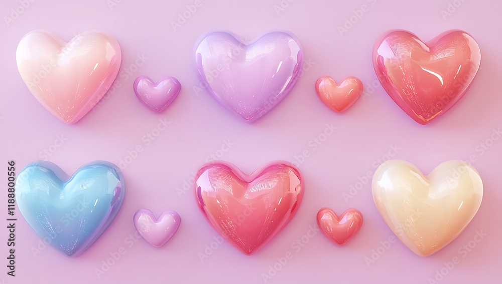 Obraz premium Group of Vibrant Colorful Hearts
