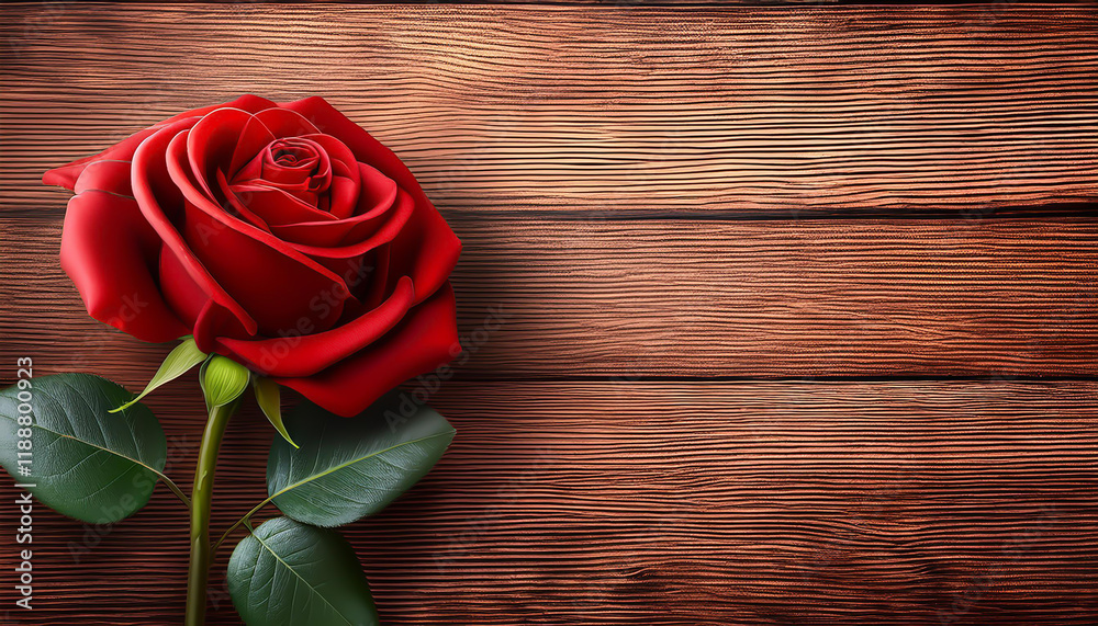 Valentine's Day Roses on Wooden Surface Valentine's Day Roses on Wooden Surface