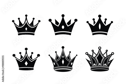 set of  golden crown isolated on white