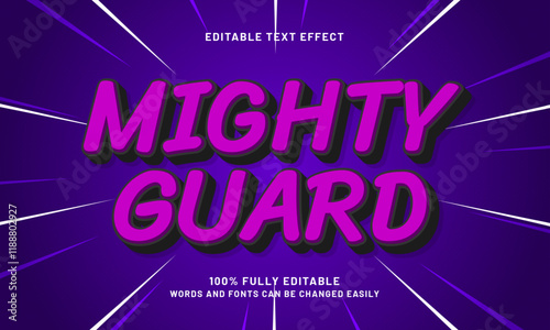 mighty guard editable text effects with a hero and brave theme