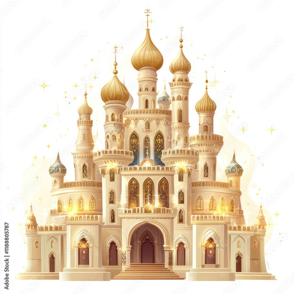 Obraz premium Majestic Fairy Tale Castle with Golden Domes
