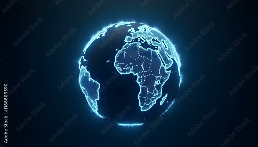 Digital world globe, concept of global network and connectivity on Earth, high speed data transfer and cyber technology, information exchange and international telecommunication Digital world globe, concept of global network and connectivity on Earth, high speed data transfer and cyber technology, information exchange and international telecommunication