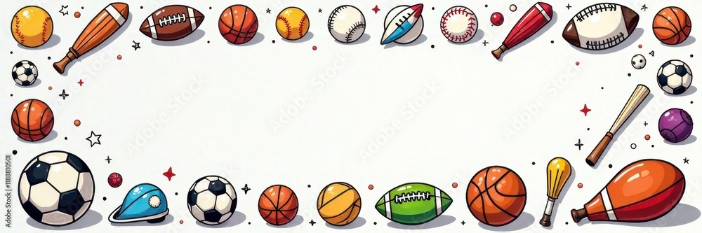 Vector illustration of sports doodle in cute hand-drawn style with various balls and equipment , fun, doodles Vector illustration of sports doodle in cute hand-drawn style with various balls and equipment , fun, doodles