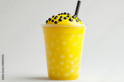 Refreshing Yellow Bubble Tea with Boba Pearls, a delightful summer treat!