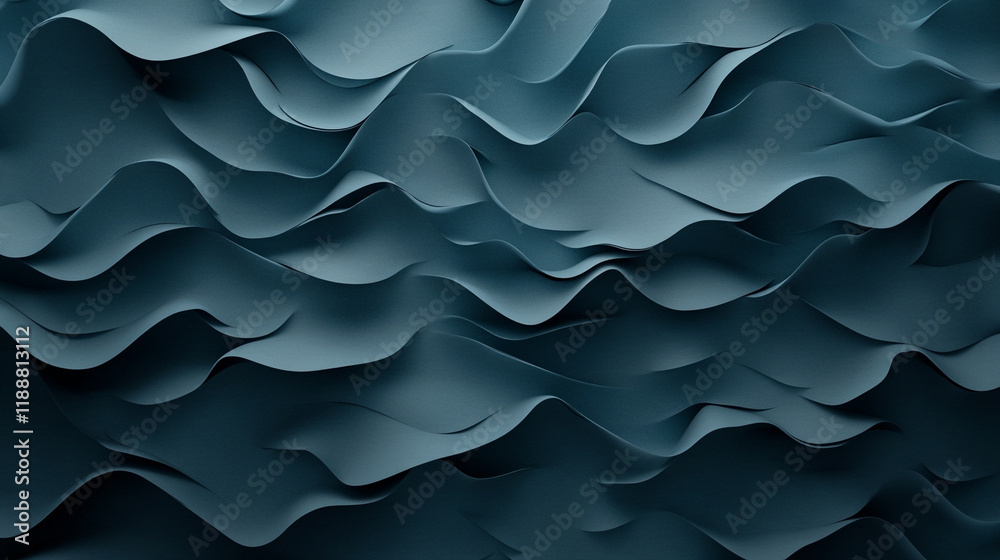 Wavy texture of dark blue paper creating depth Wavy texture of dark blue paper creating depth