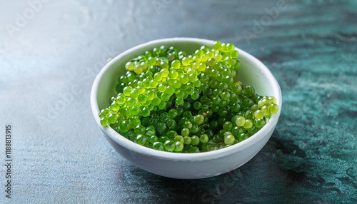 sea grapes green caviar caulerpa lentillifera a healthy seaweed food photo