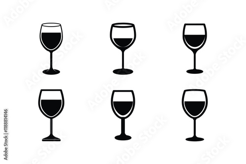 set of wine glasses silhouette 