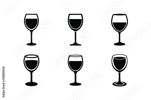 set of wine glasses silhouette 