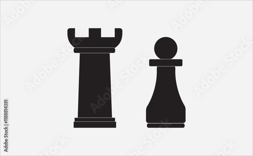 Chess - Pawn, rook, vector illustration, 10EPS