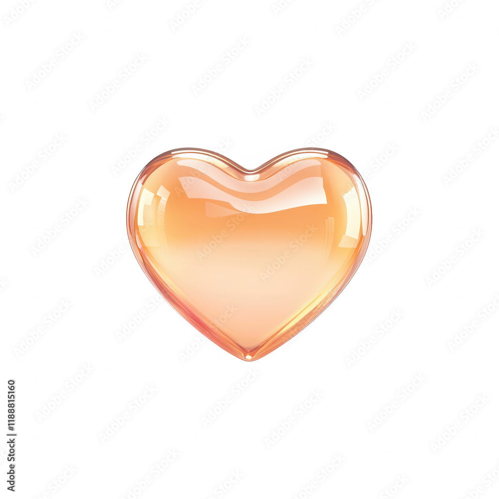 A glossy heart symbol representing love and affection in soft tones., isolated on a transparent background. A glossy heart symbol representing love and affection in soft tones., isolated on a transparent background.