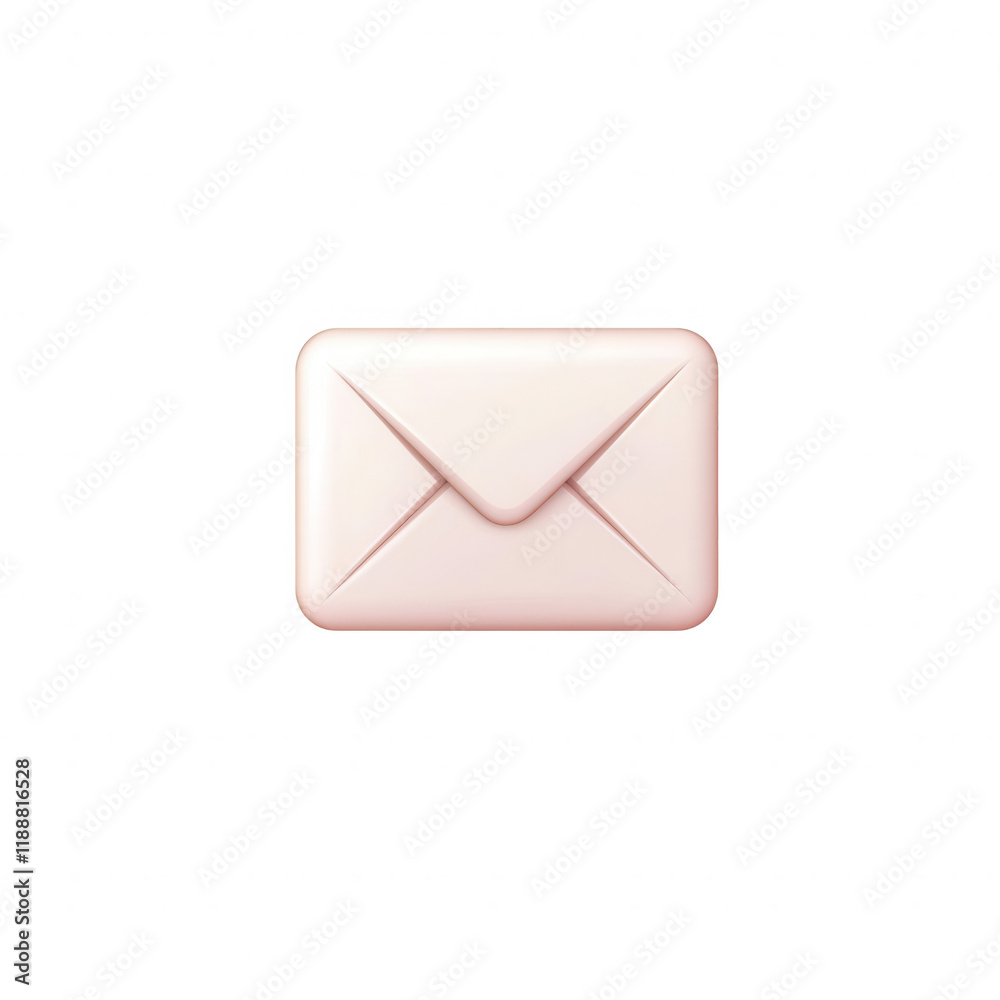 A minimalist pink envelope represents digital communication and messaging., isolated on a transparent background. A minimalist pink envelope represents digital communication and messaging., isolated on a transparent background.