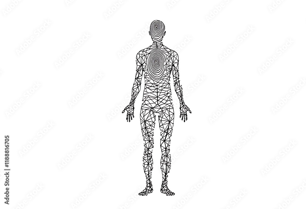 Geometric Human Figure: Intricate Line Art in Minimalist Style Geometric Human Figure: Intricate Line Art in Minimalist Style