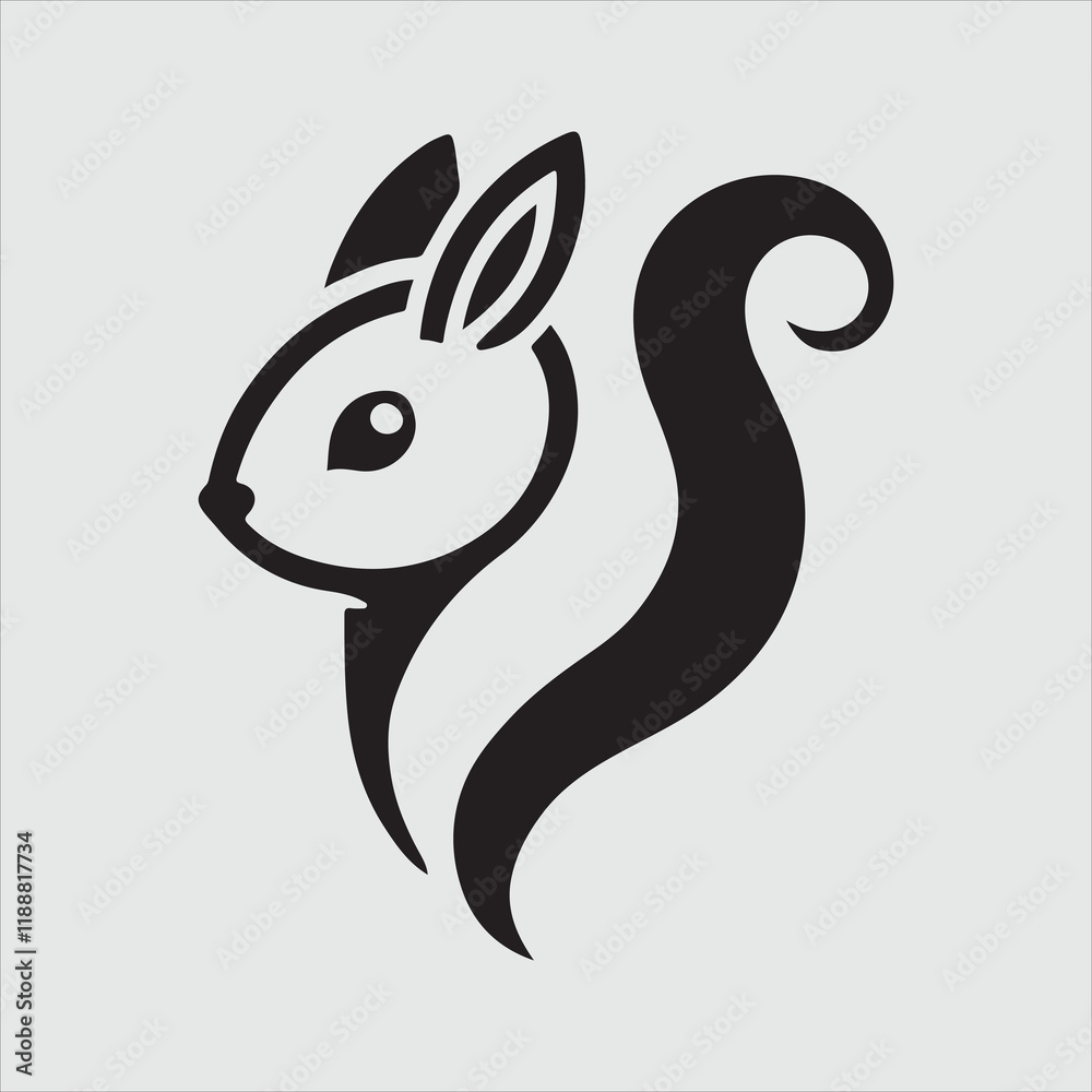 Minimalist Squirrel Head Silhouette Vector Illustration