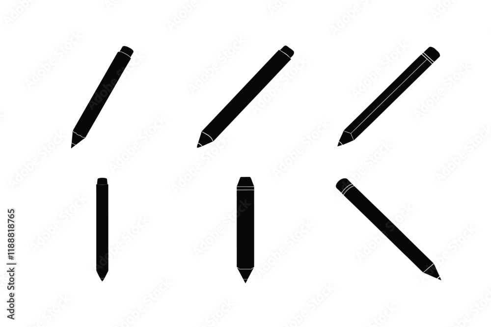 set of pen silhouette art set of pen silhouette art