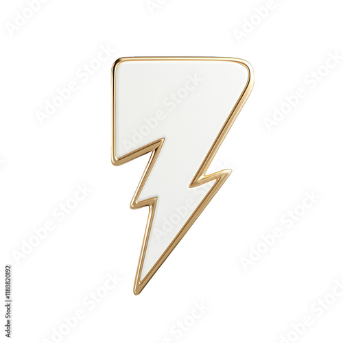 A stylized lightning bolt icon with a minimalist design and golden outline., isolated on a transparent background.