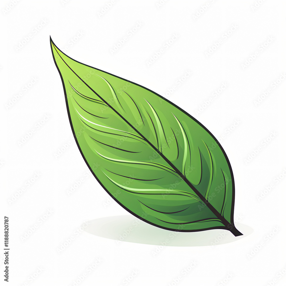 Obraz premium Crisp Leaf Illustration Flat Vector Design on White art eco bio icon plant green