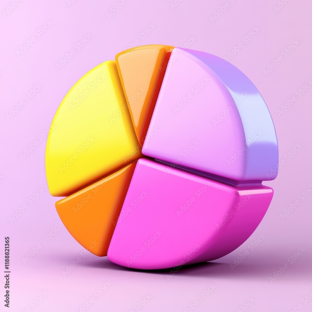 Obraz premium Vibrant 3D pie chart segments, showcasing dynamic data visualization.