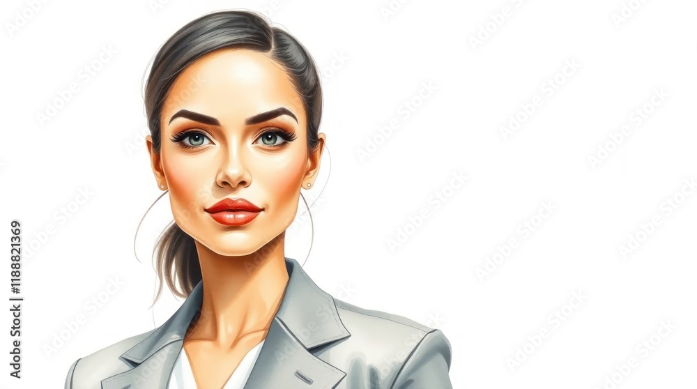 Abstract Watercolor Drawing of a Businesswoman in a Suit on a White Background Abstract Watercolor Drawing of a Businesswoman in a Suit on a White Background