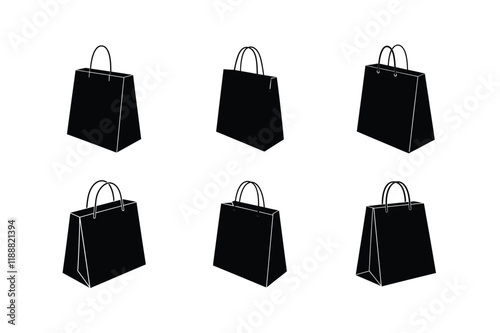 set of shopping bags  silhouette 