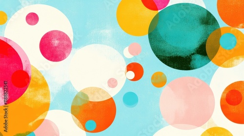 Abstract Colorful Circles Watercolor Painting