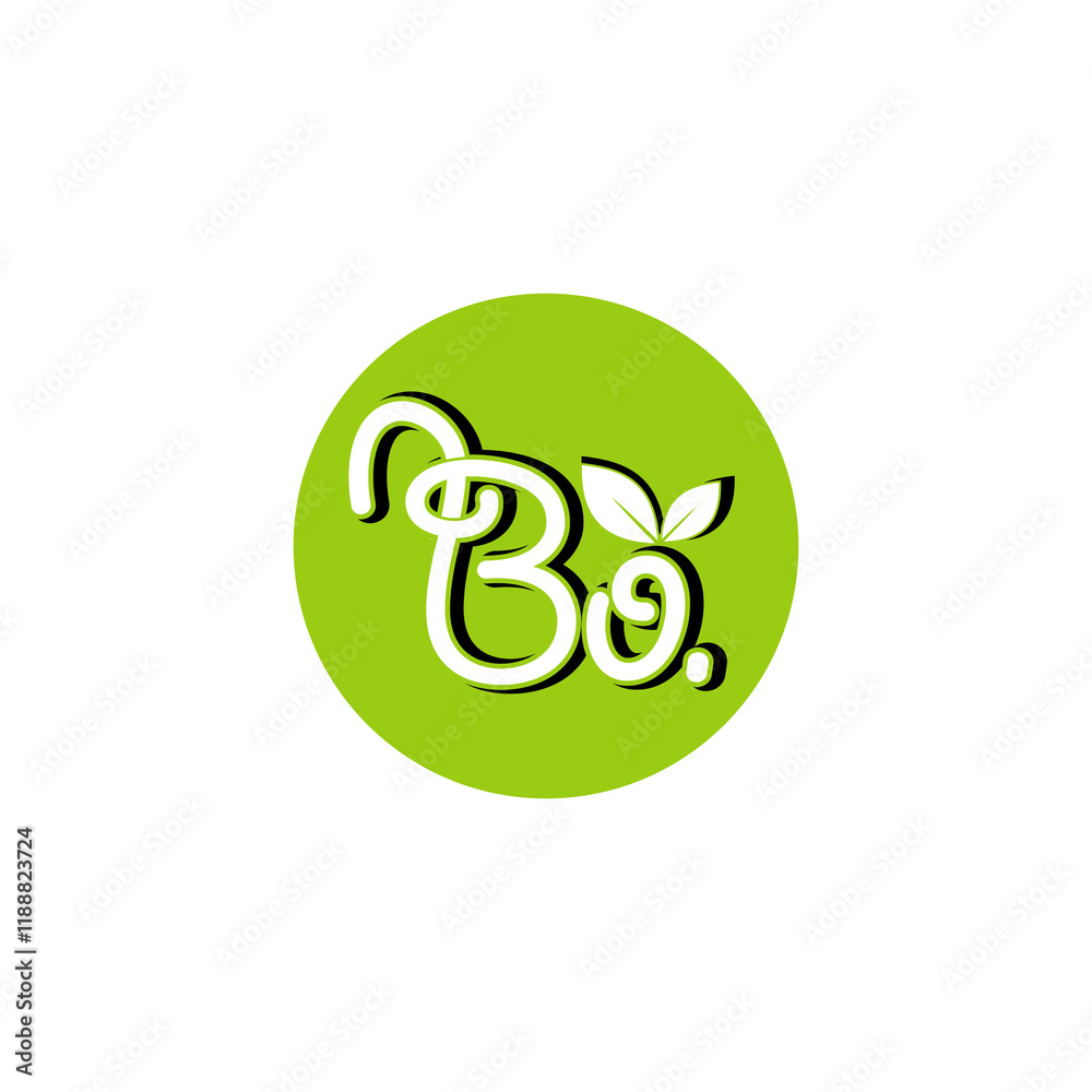 the letter B combined with the leaves in the letter O. the letter B combined with the leaves in the letter O.