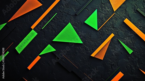 **Minimalist crisscrossing diagonal lines in vivid neon green and orange photo