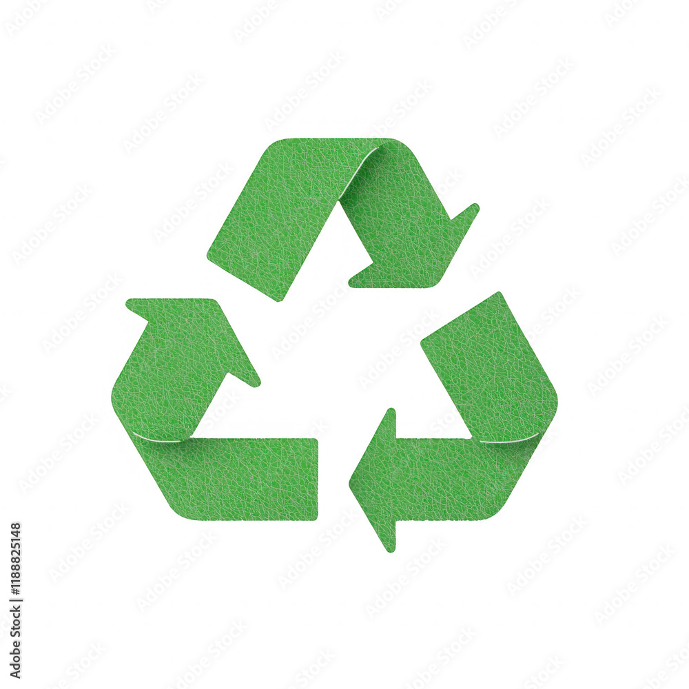 Fototapeta premium Green recycling symbol promoting sustainability and eco-friendly practices., isolated on a transparent background.