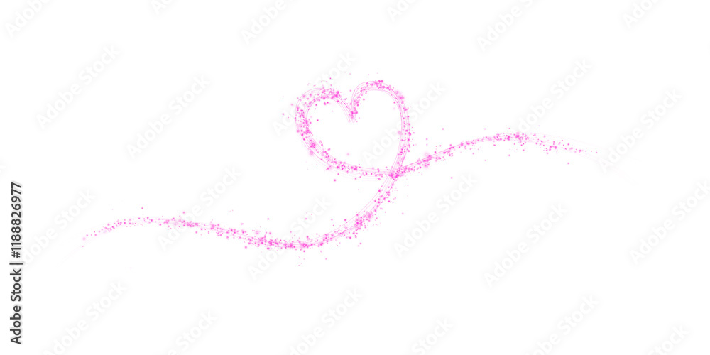 Pink star trail in the shape of a heart. Shimmering dust flying and leaving behind a heart-shaped trail. Bright dust particles glow with the special festive light of Christmas. PNG. Pink star trail in the shape of a heart. Shimmering dust flying and leaving behind a heart-shaped trail. Bright dust particles glow with the special festive light of Christmas. PNG.