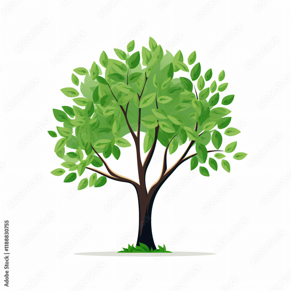 Minimalist Tree with Lush Green Leaves Simple Embellishment icon logo frame brand