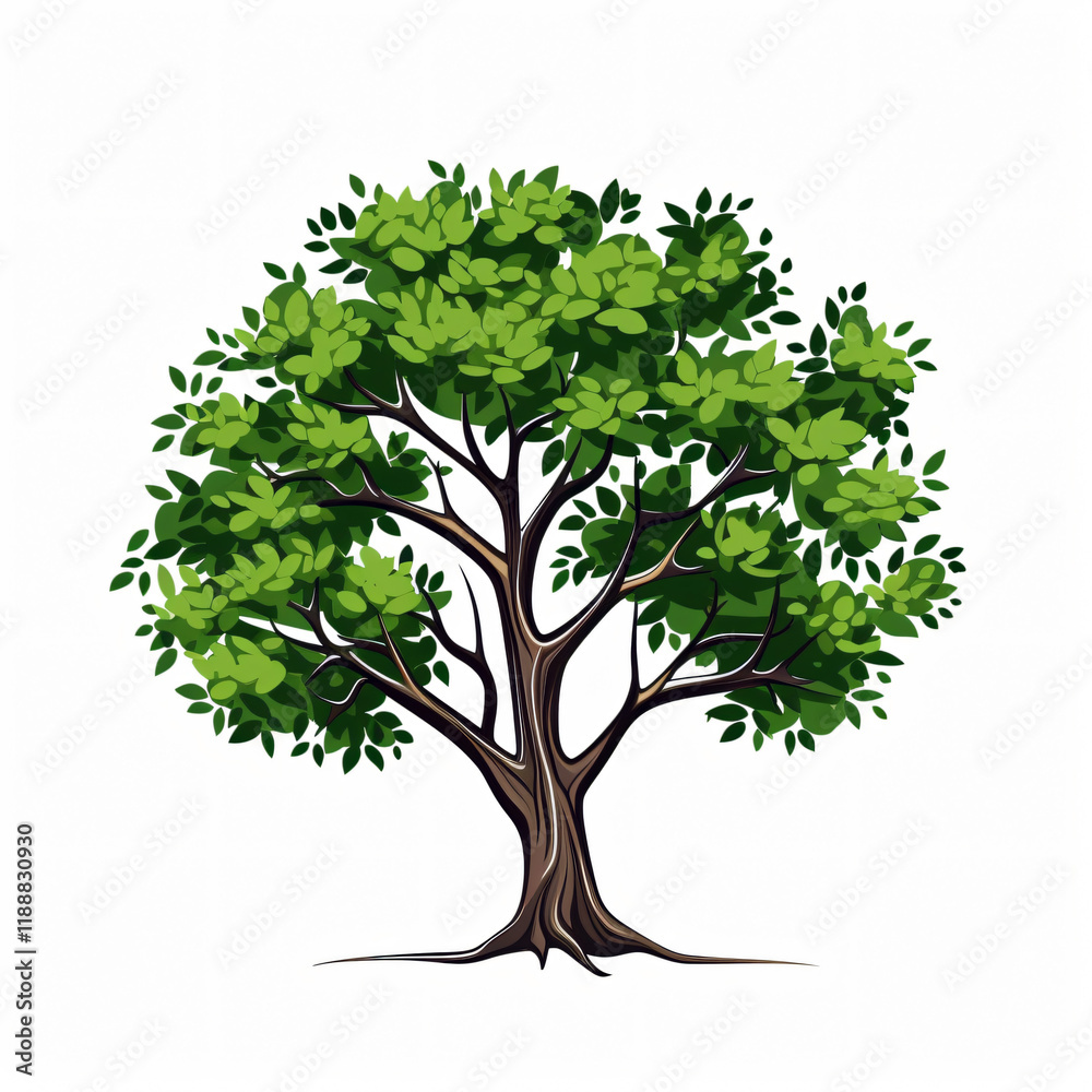 Obraz premium Minimalistic Tree Silhouette Vector Graphic with Lush Foliage flat icon logo 