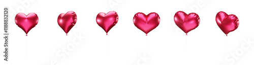 Set of Red color heart or love shaped foil balloons isolated on white background for valentine day 
 an birthday celebration
