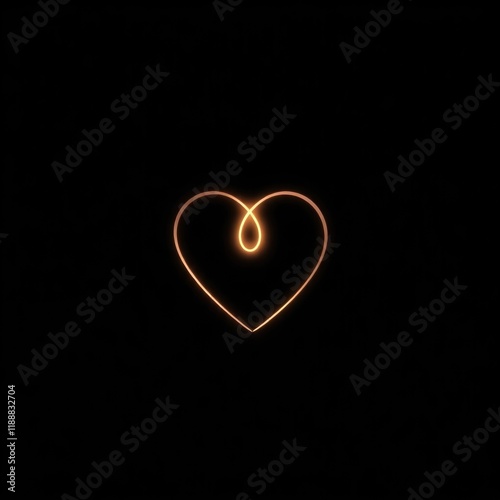 A glowing heart shape is elegantly crafted using light against a black background, symbolizing love and affection ideal for Valentine's Day festivities