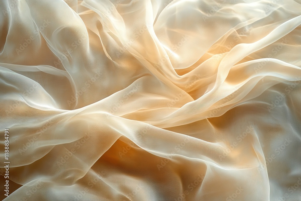 Obraz premium Delicate Beige Sheer Fabric Drape