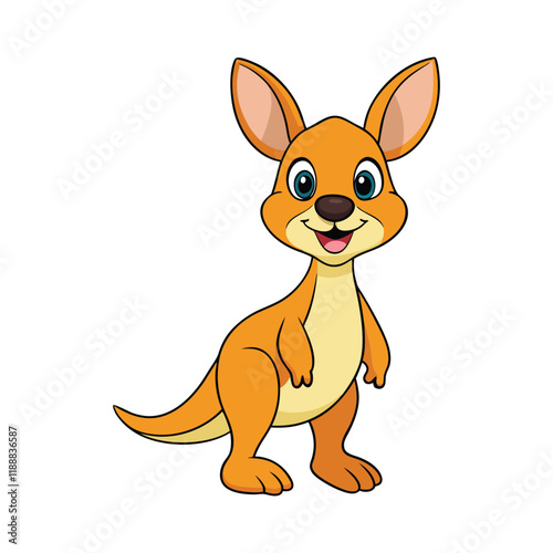 A Cute and Cheerful Cartoon Kangaroo Illustration on White Background