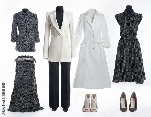 Womens clothes set isolated.Female clothing collage.