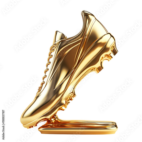 isolated tall gold runners shoe trophy, in a white background