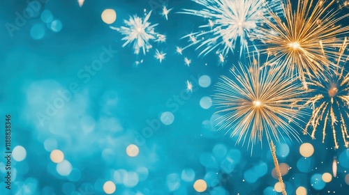 Stunning Fireworks Display Against a Teal Night Sky